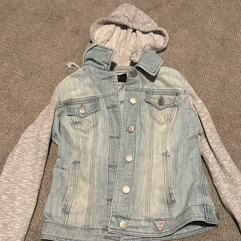 Guess Jean jacket/hybrid hoodie with removable hood